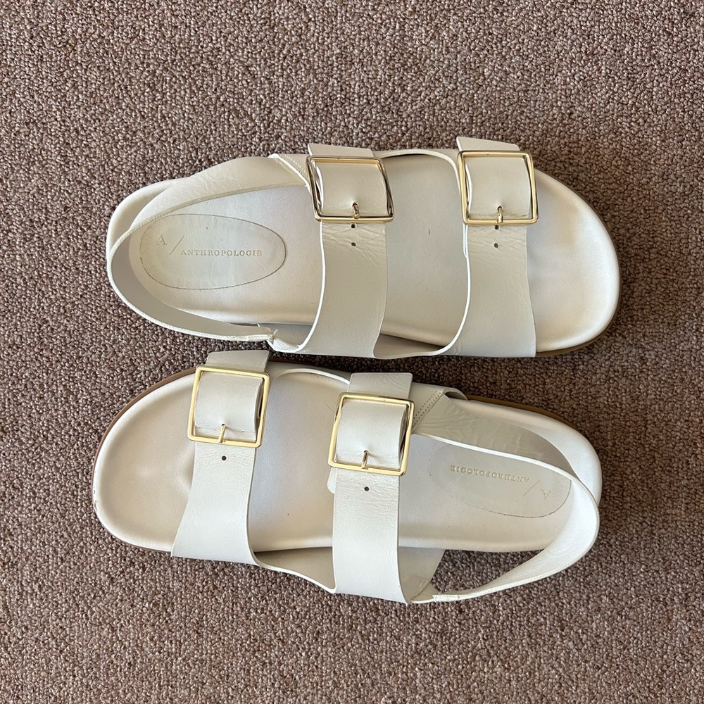 Square Buckle Slingback Sandals